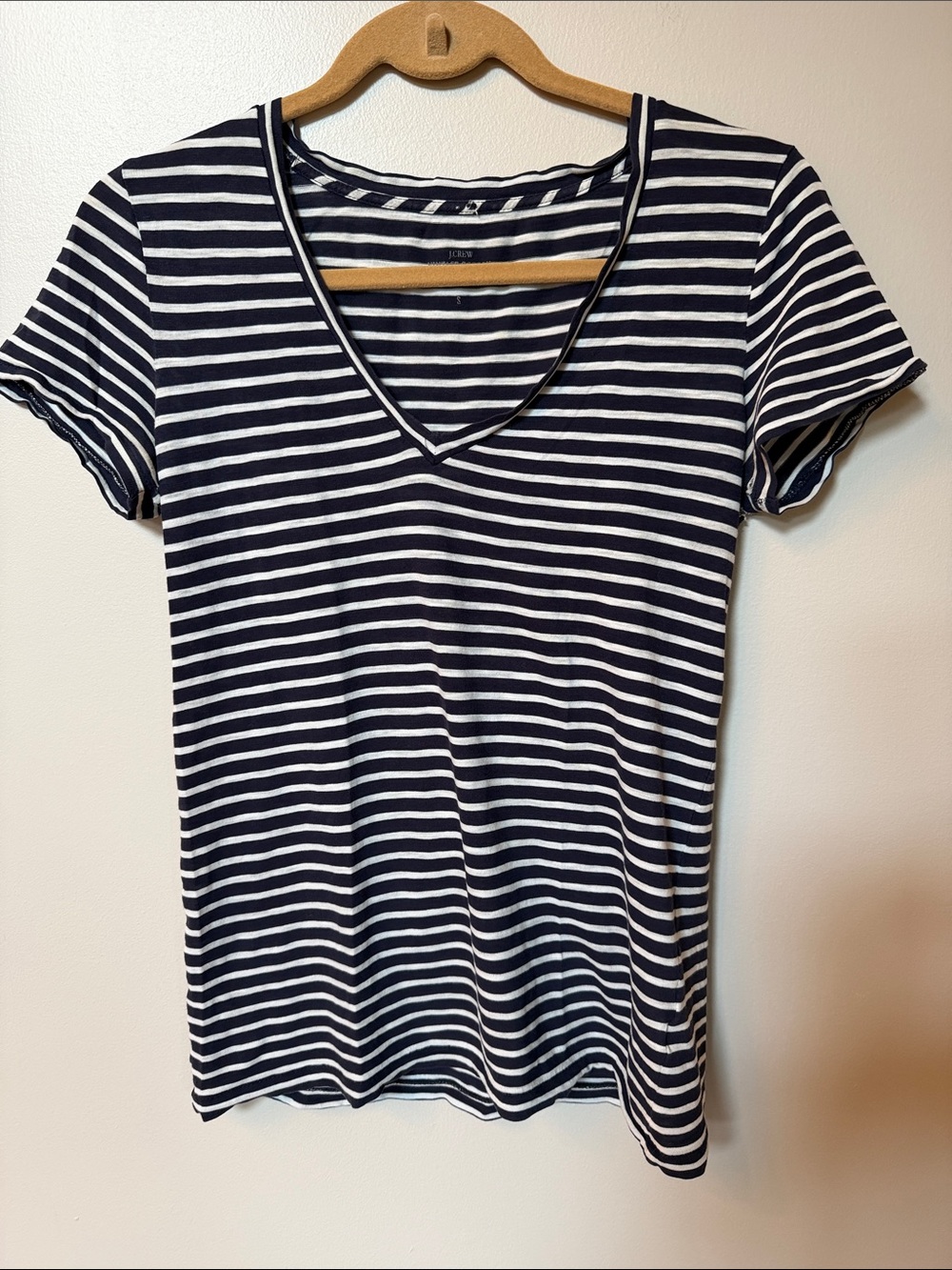 J.Crew 100 % Cotton Tee - Navy & White